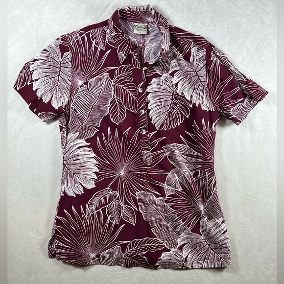 Go Barefoot Made in USA Size Medium Red Hawaiian Floral Print Men's Shirt - Picture 1 of 7